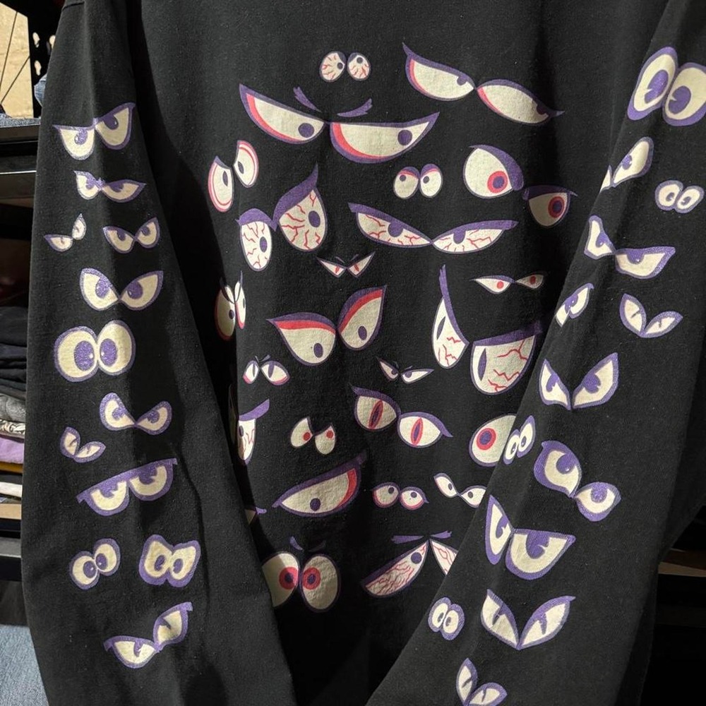 VINTAGE 91' AOP GLOW IN DARK Brieland Graphics Spooky Eyes Long Sleeve - Large - Picture 2 of 8